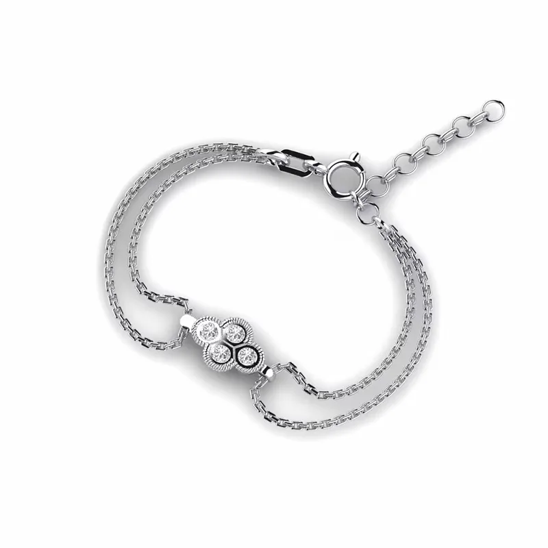 Bold 4-stone cluster lab grown diamond bracelet party wear