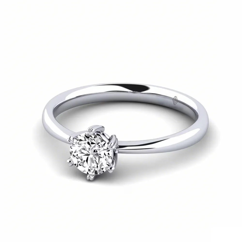 round diamond solitaire ring dainty band