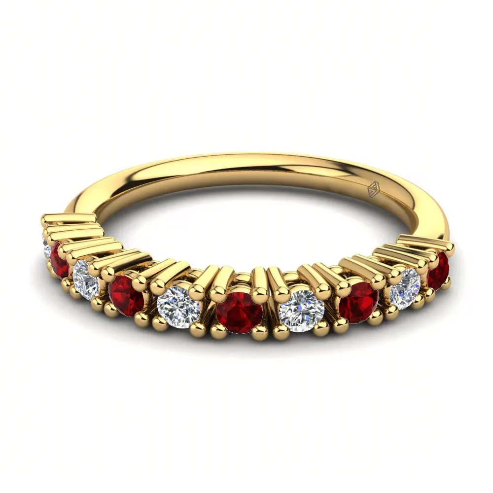 Ruby and diamond alternating stacking ring