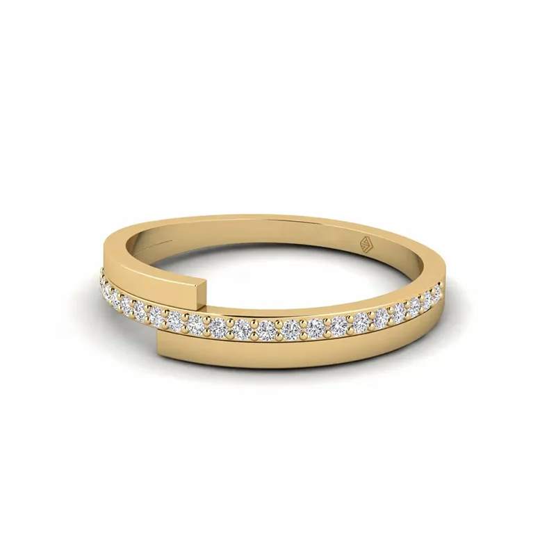 Art deco milgrain pave diamond band ring