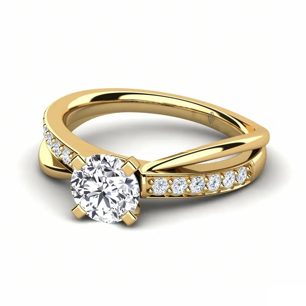 Pave diamond engagement ring round