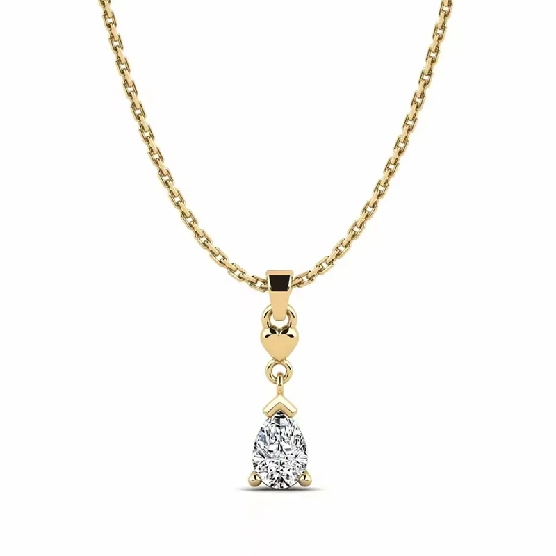 Pear shaped diamond solitaire pendant necklace