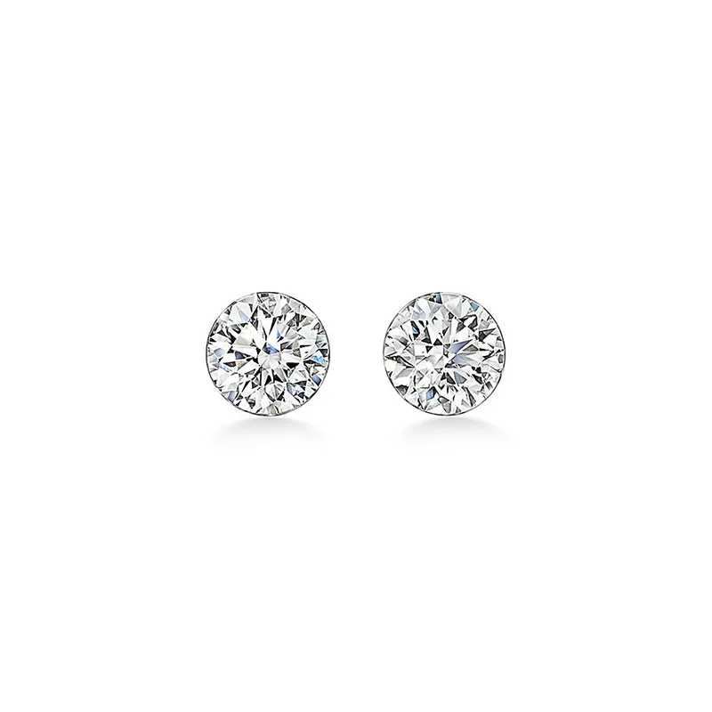 round solitaire diamond earrings