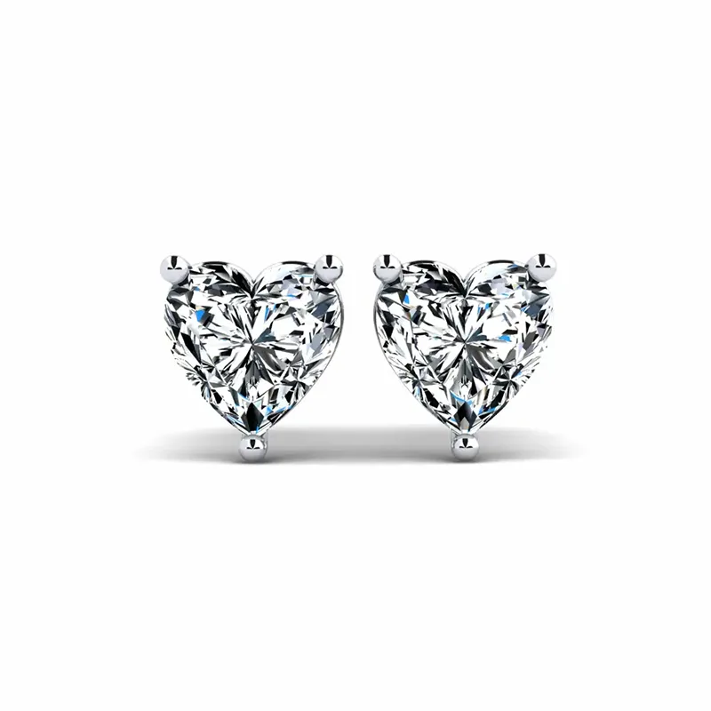 Heart shaped lab grown diamond stud earrings