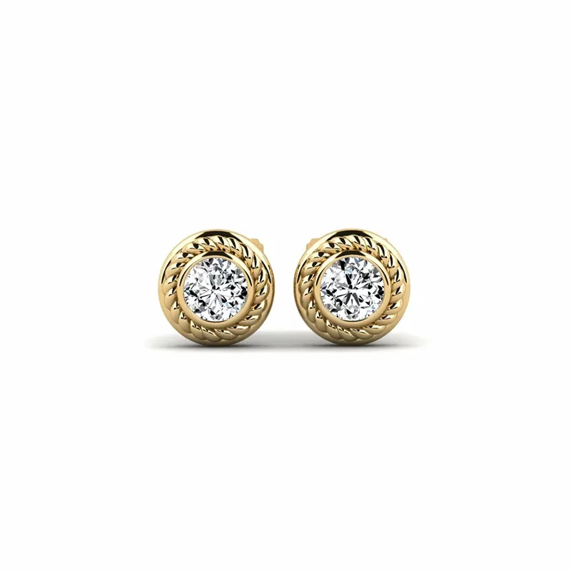round lab grown diamond stud earrings gold