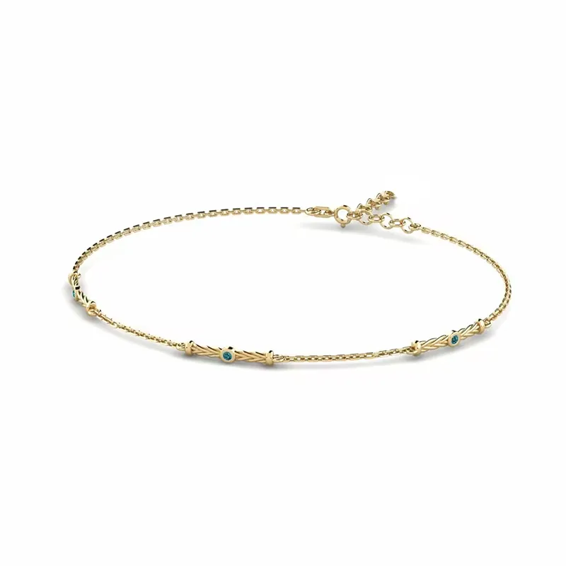 Small emerald and diamond trio bracelet dainty