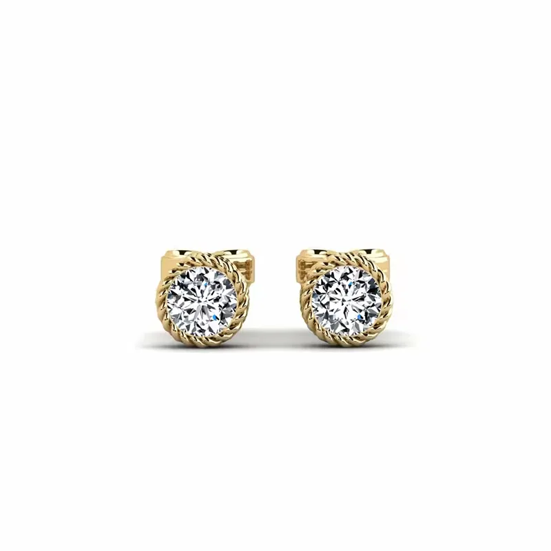 Small dainty round diamond stud earrings