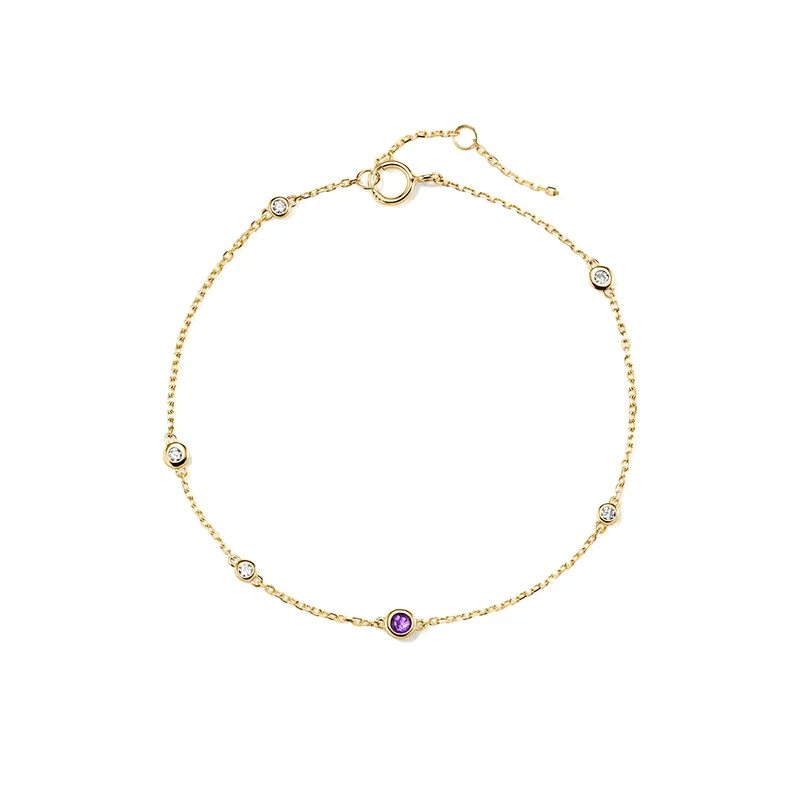 Multi gemstone bracelet with purple sapphire and diamonds