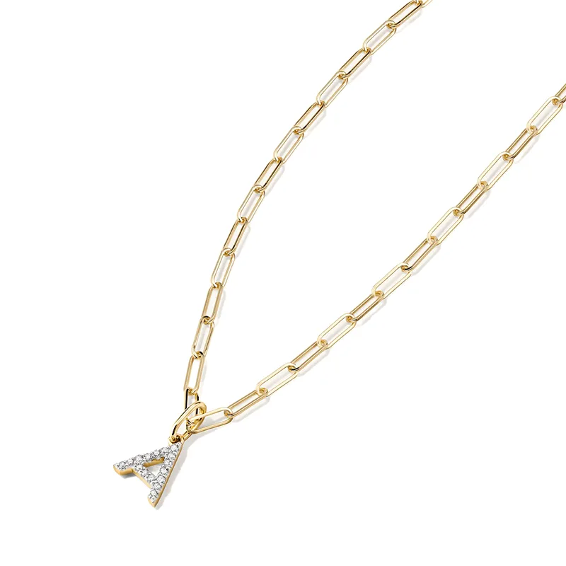 Personalized diamond initial letter necklace