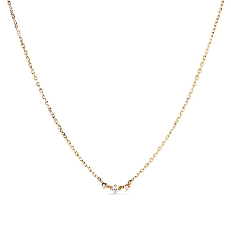 Three stone oval cluster diamond pendant necklace