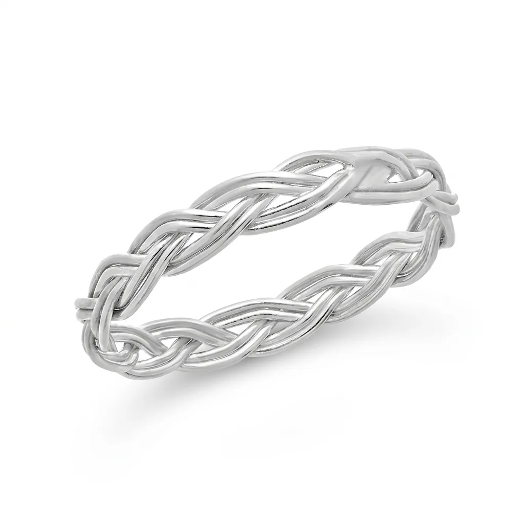 Bague torsade tressée band, design entrelacé élégant